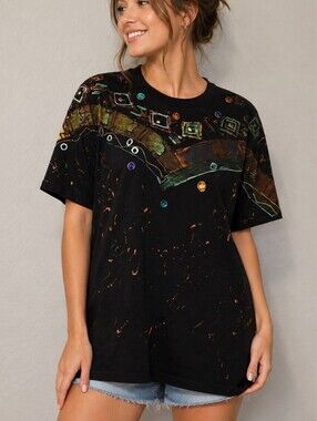Vintage 1980s Gem Splatter Graffiti Crew Short Sleeve Oversized T-shirt